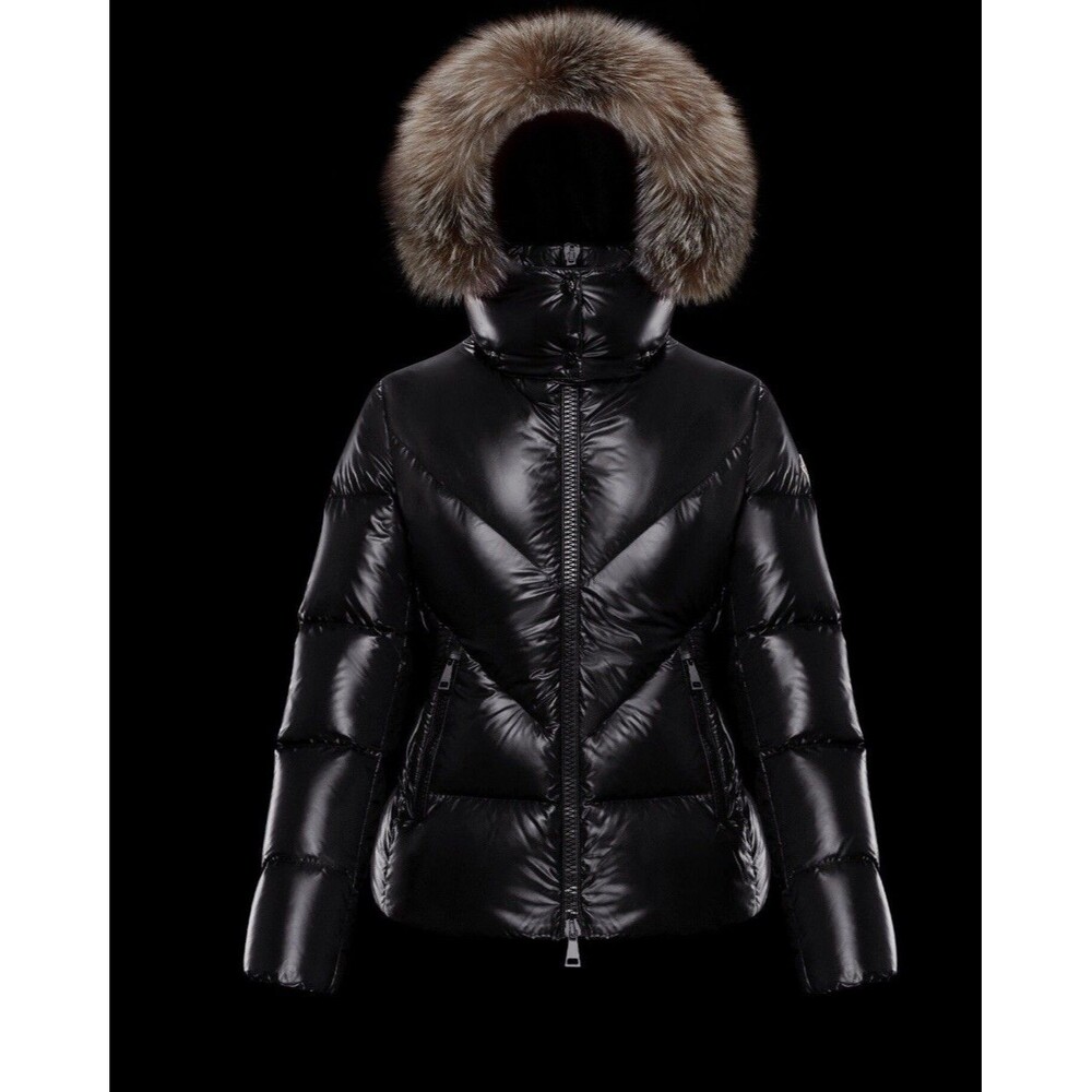 Moncler Ribaudfur Belted Down Jacket Fur Hood Black Size 4 DIST Auth